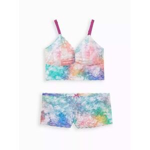 NWT Torrid Curve Rainbow Lace Bralette-2X & Cheeky Panty-3X Set Womens Plus Size